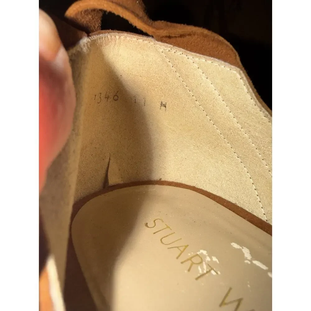 STUART WEITZMAN Brown Suede Corbata Ankle Wrap Sandal Flat 11